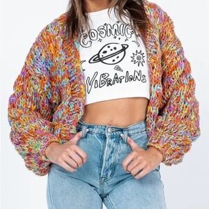 BRAND NEW PRINCESS POLLY KNIT COLORFUL CROP CARDIGAN SIZE XS/S
